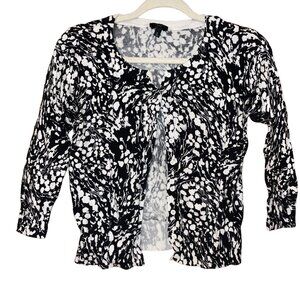 Talbots Pima Cotton Black & White Cardigan Sweater Petite Small